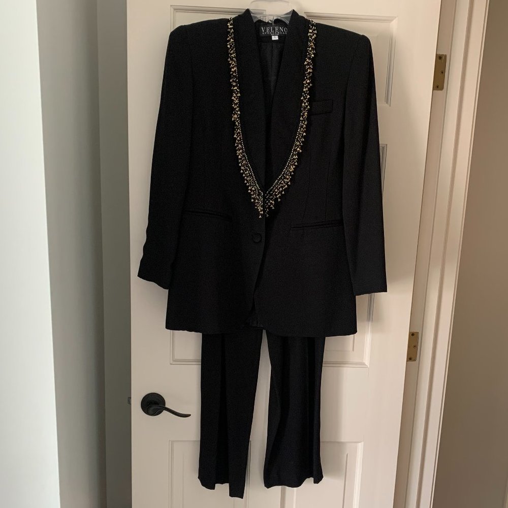 Vintage Veleno Sportswear Pantsuit w/Beaded Jacket - Size Small